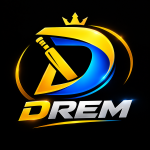 DREM gaming logo with gold and blue sports design